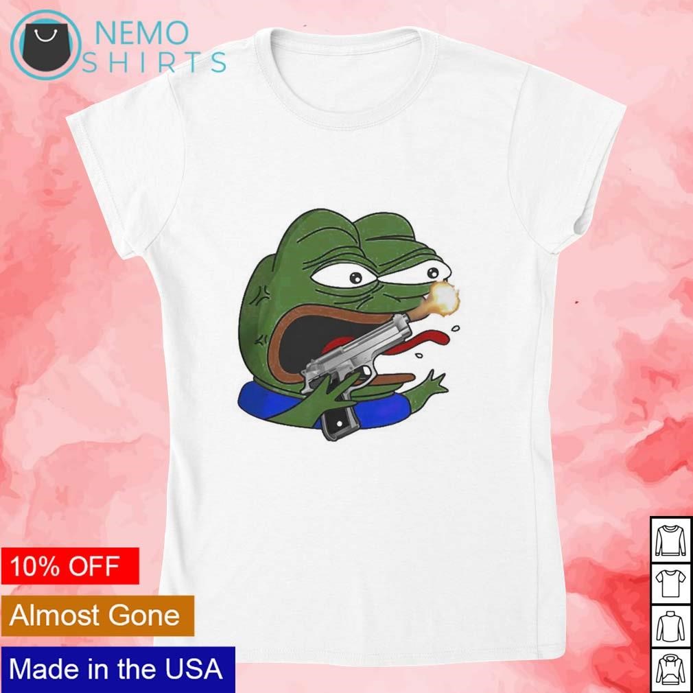 Pepega frog with gun shirt, hoodie, sweater and v-neck t-shirt