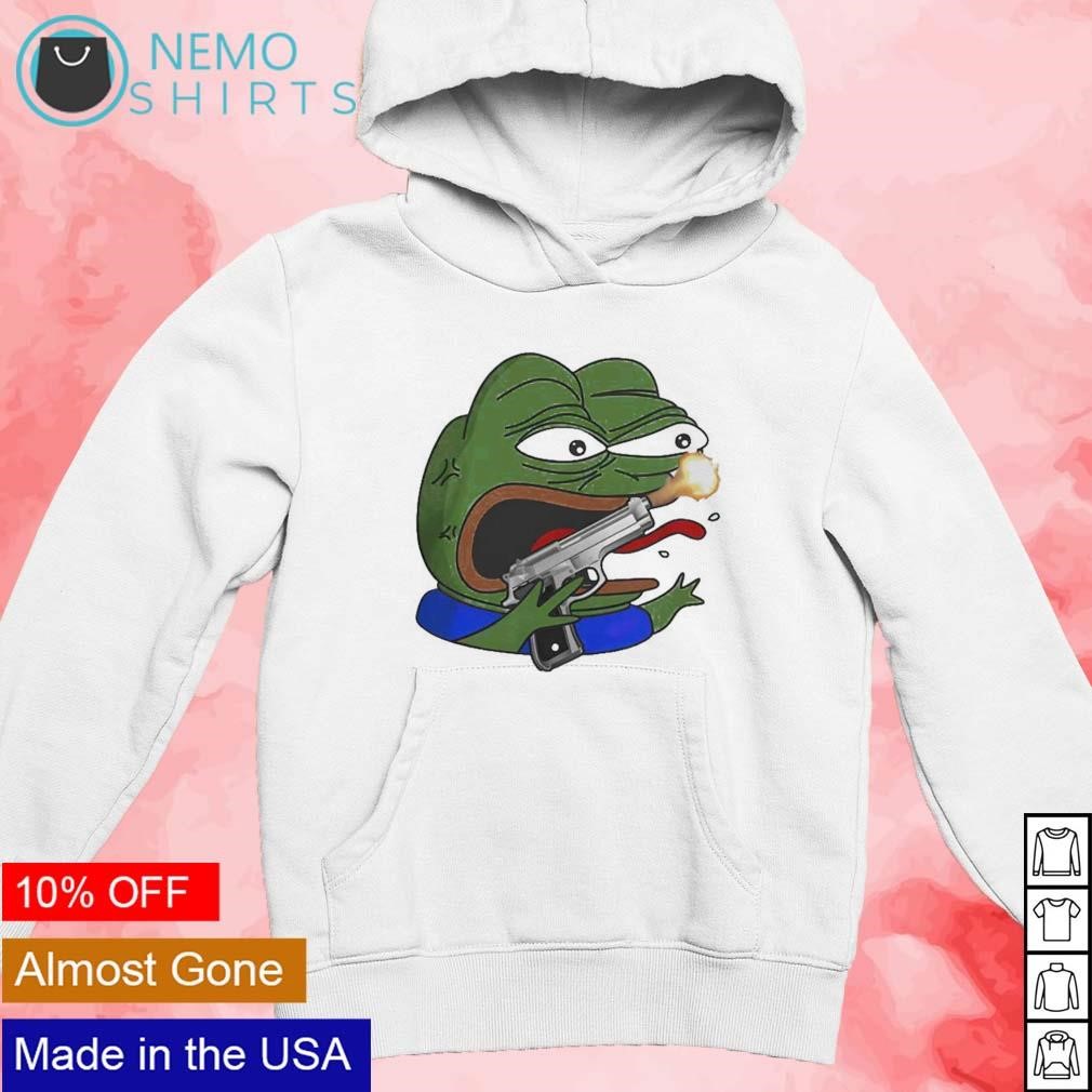 Pepega frog with gun shirt, hoodie, sweater and v-neck t-shirt