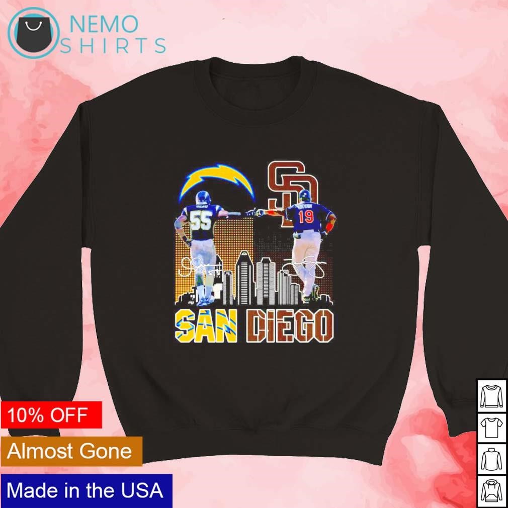 San Diego Chargers Seau and Padres Gwynn signatures shirt new mockup black sweater.jpg