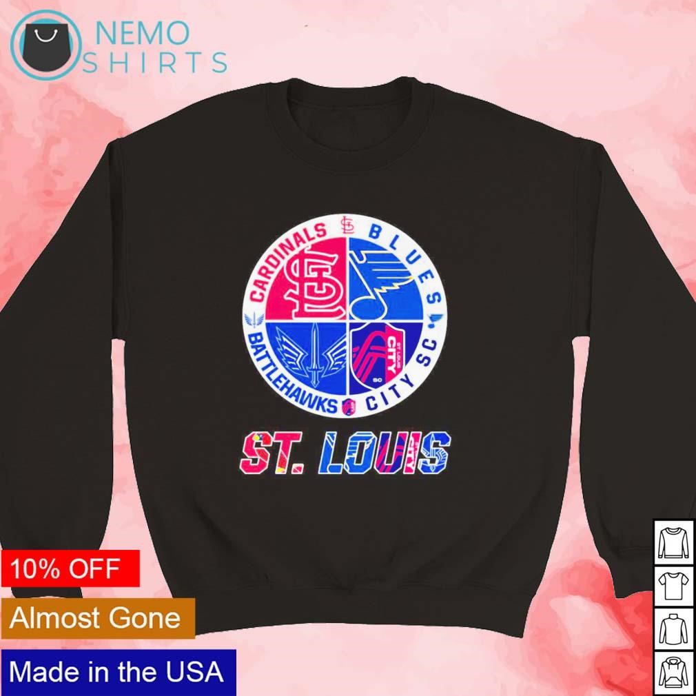 Saint Louis Blues City SC Battlehawks and Cardinals shirt, hoodie