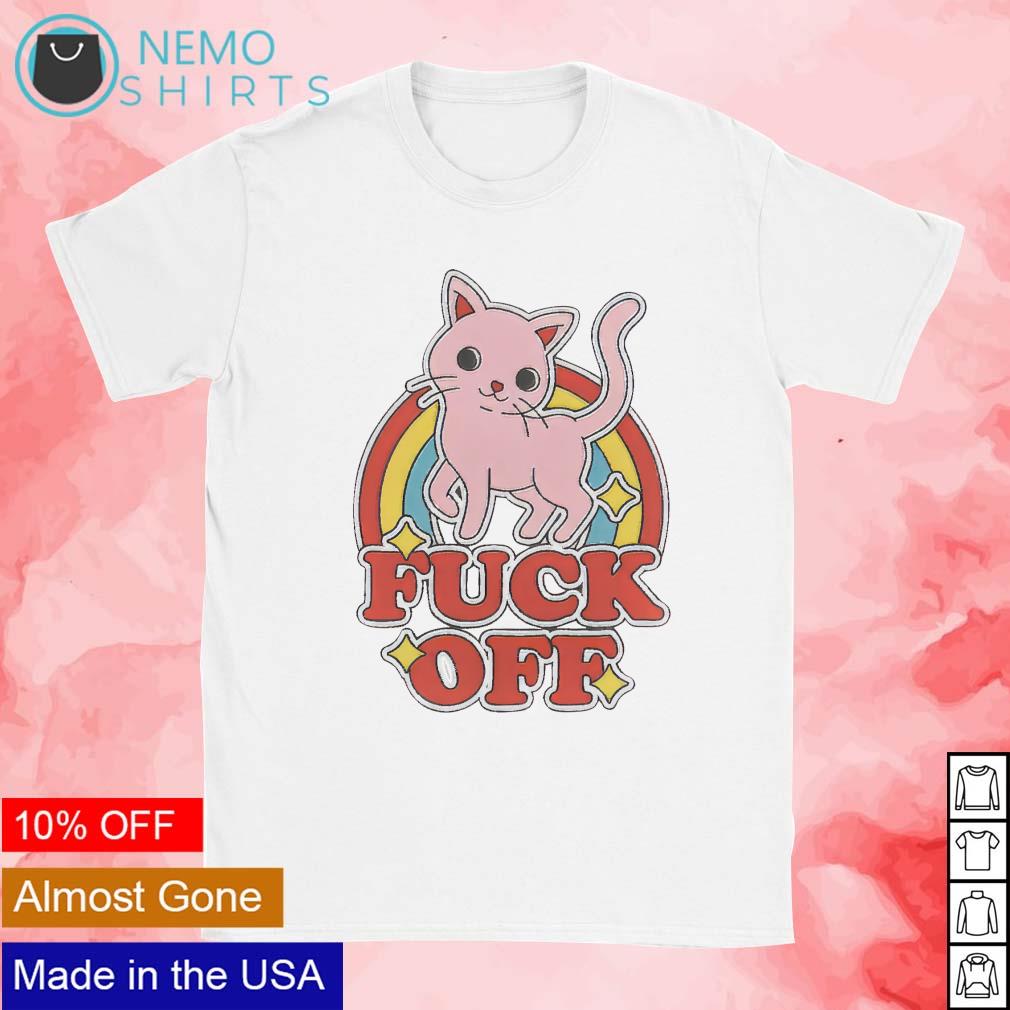 Fuck off rude offensive cat kitten rainbow shirt, hoodie