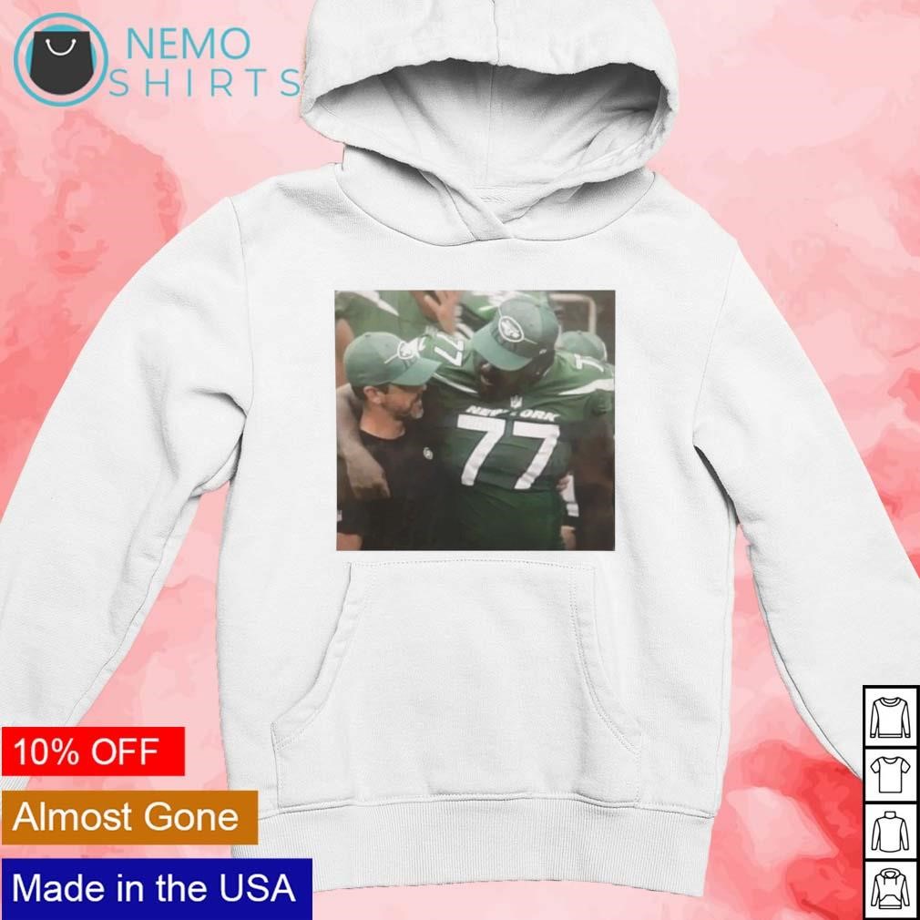 Aaron Rodgers hugging Mekhi Becton NY Jets shirt, hoodie, sweater