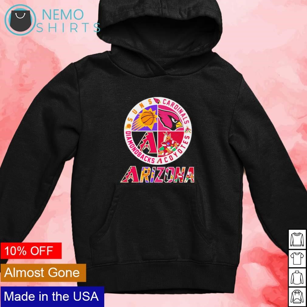 Arizona Diamondbacks Suns Cardinals Coyotes 4 teams sports circle logo 2023  shirt, hoodie, sweater, long sleeve and tank top