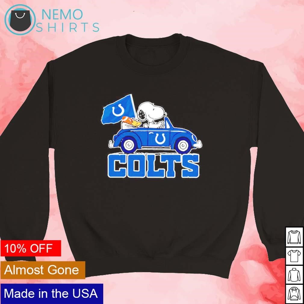 Indianapolis Colts football Snoopy dog drives Volkswagen car shirt