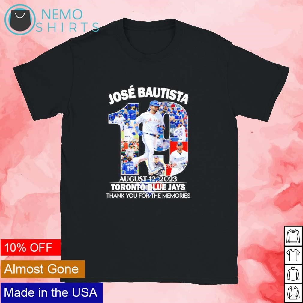 Official jose Bautista 19 August 12 2023 Toronto Blue Jays Thank You For  The Memories Shirt