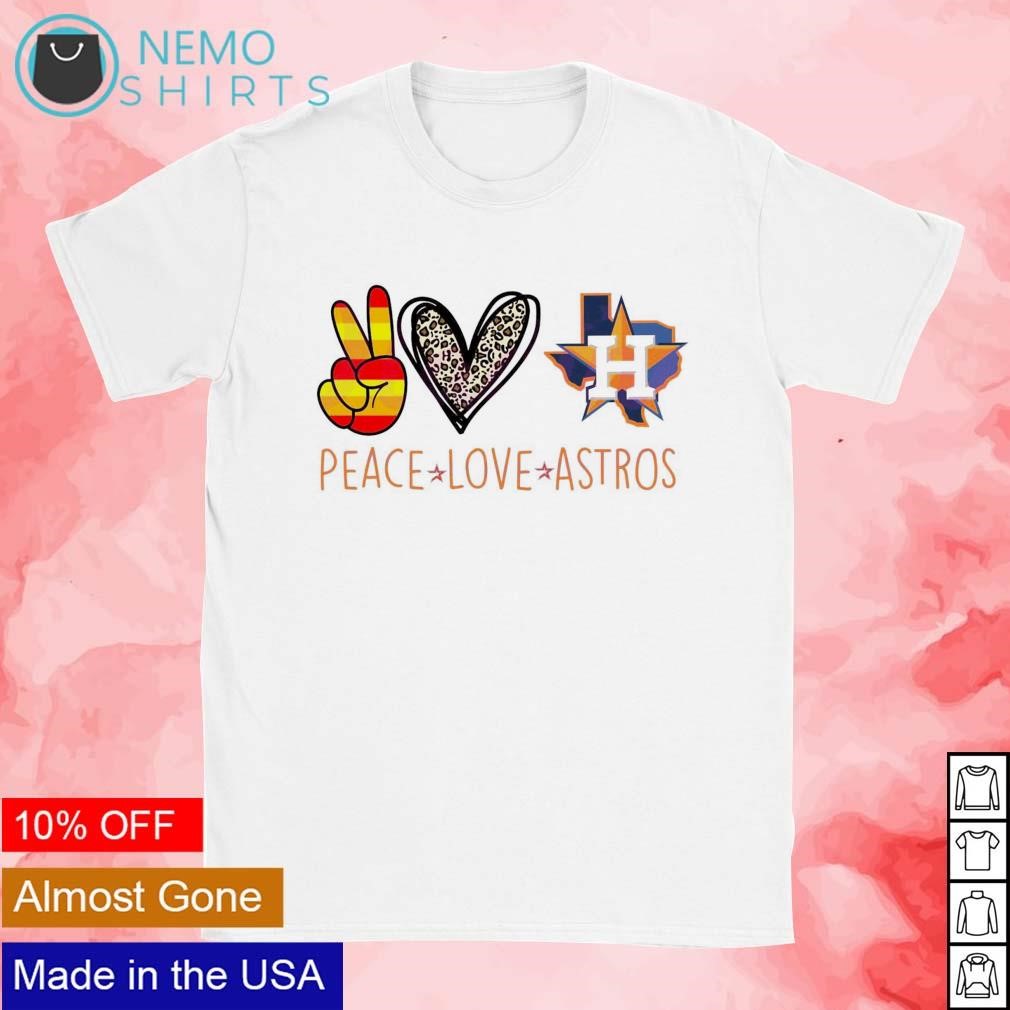 Peace love Astros leopard heart shirt, hoodie, sweater and v-neck t-shirt