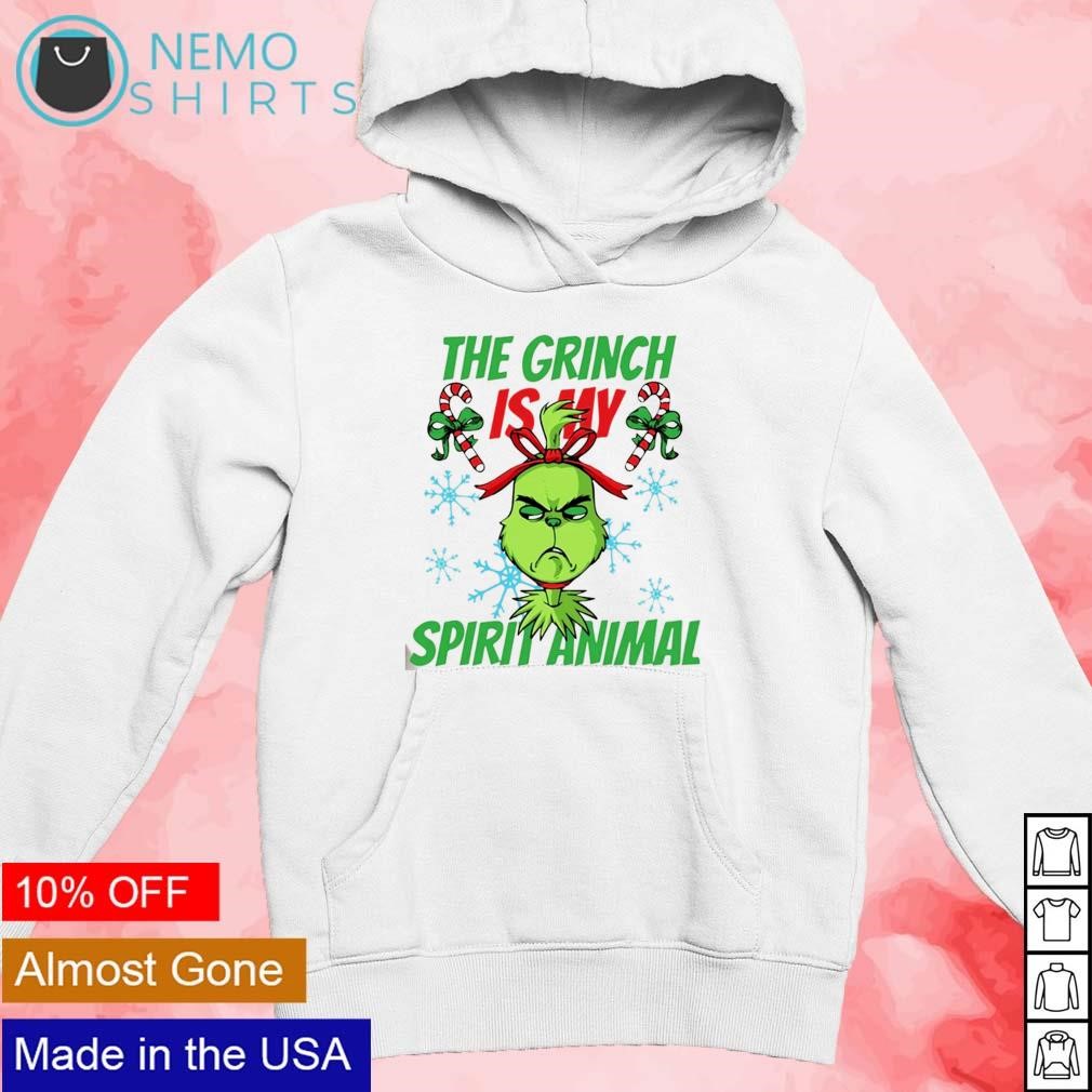 The Grinch is my spirit animal Christmas shirt new mockup white hoodie.jpg