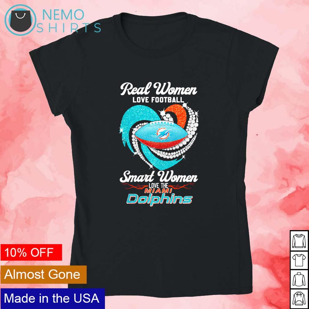 Real women love football smart women love the Miami Dolphins diamond heart  shirt, hoodie, sweater and v-neck t-shirt