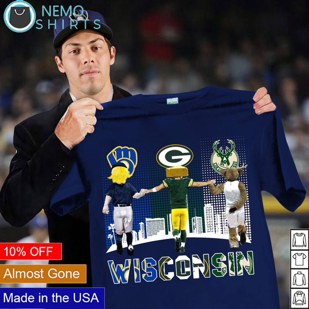 Green Bay Packers and Wisconsin Badgers Milwaukee Brewers Milwaukee Bucks  dripping heart shirt - Shirts Bubble