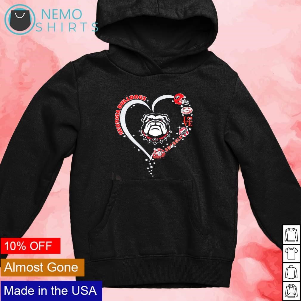 Love Georgia Bulldogs glitter heart helmet logo love mount Georgia lip shirt new mockup black hoodie