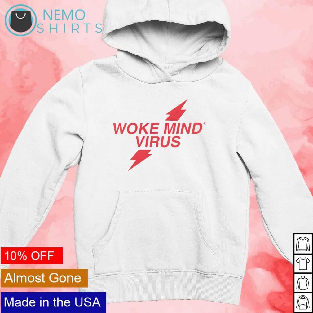 Woke mind virus poppers shirt new mockup white hoodie