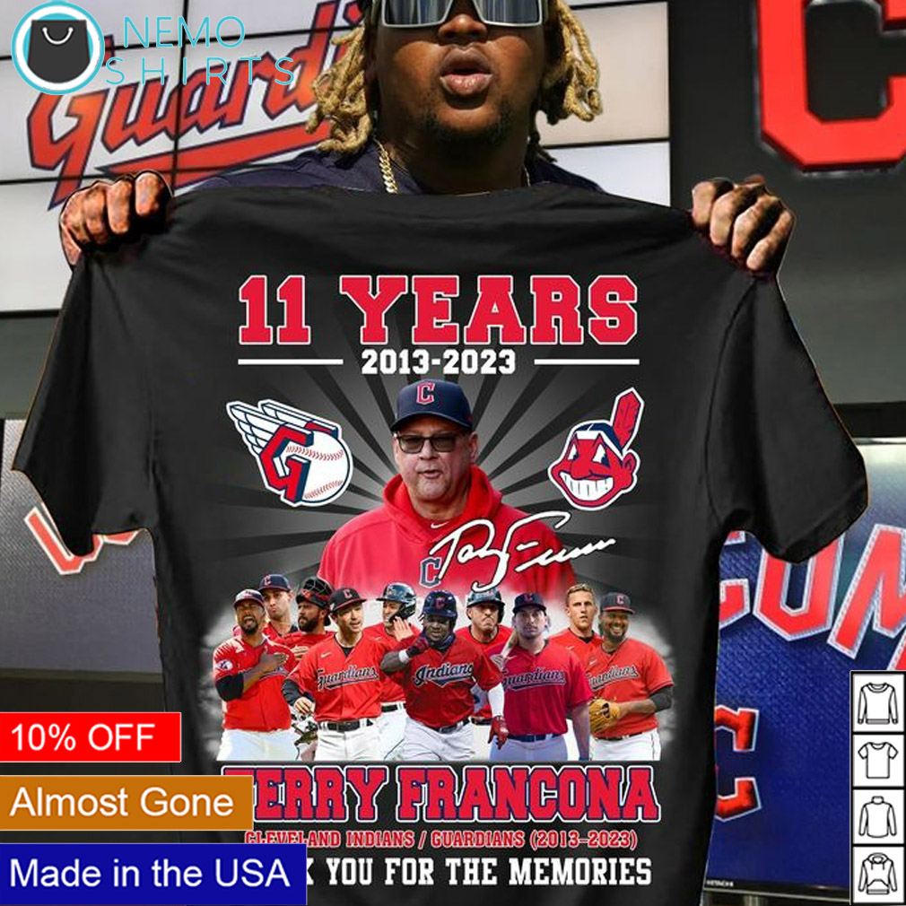 10 years 2013 2023 Terry Francona Cleveland Guardians thank you for the  memories shirt, hoodie, sweater, long sleeve and tank top