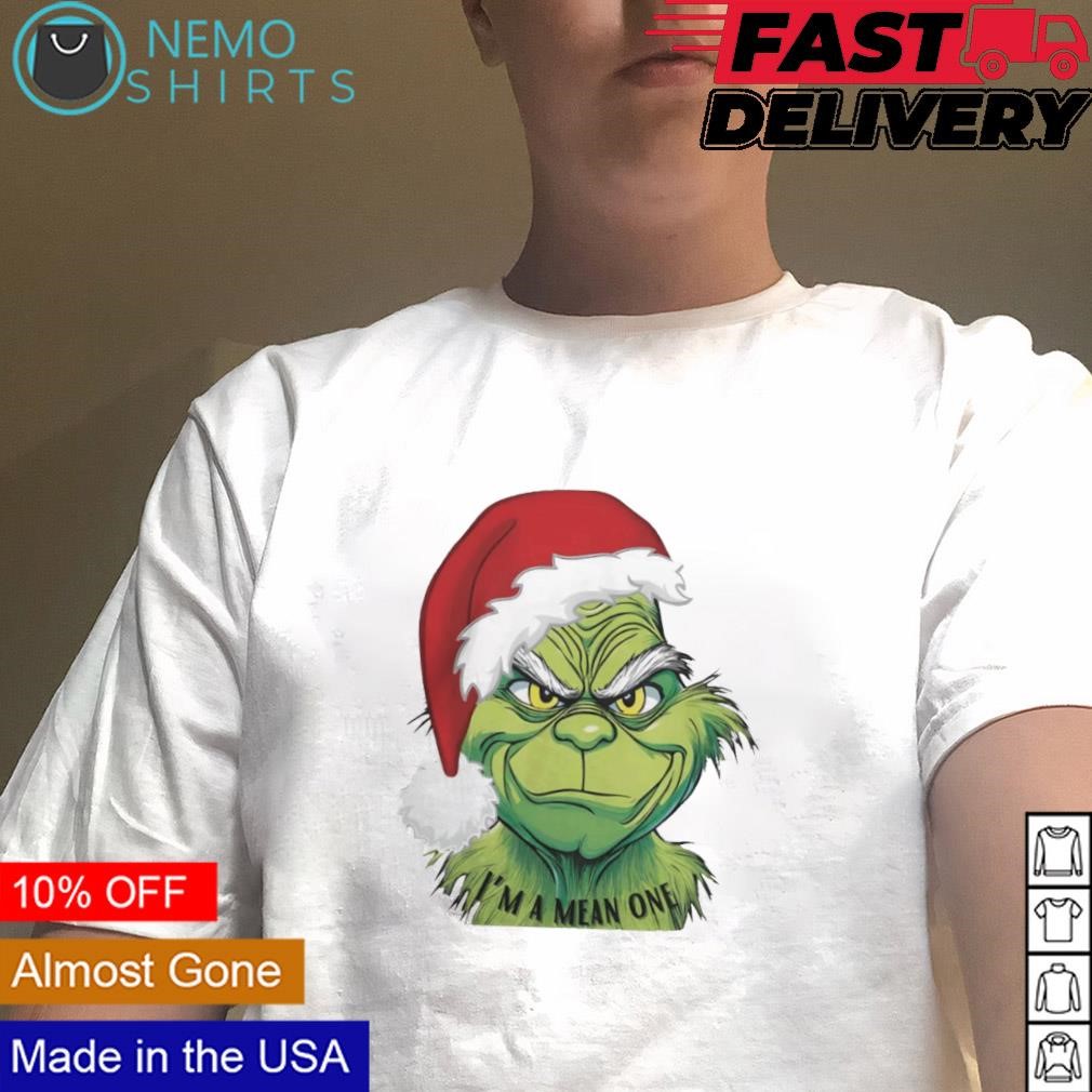 https://images.nemoshirt.com/2023/12/Mr-Grinch-with-Santa-hat-Im-a-mean-one-Christmas-shirt-White-tee.jpg