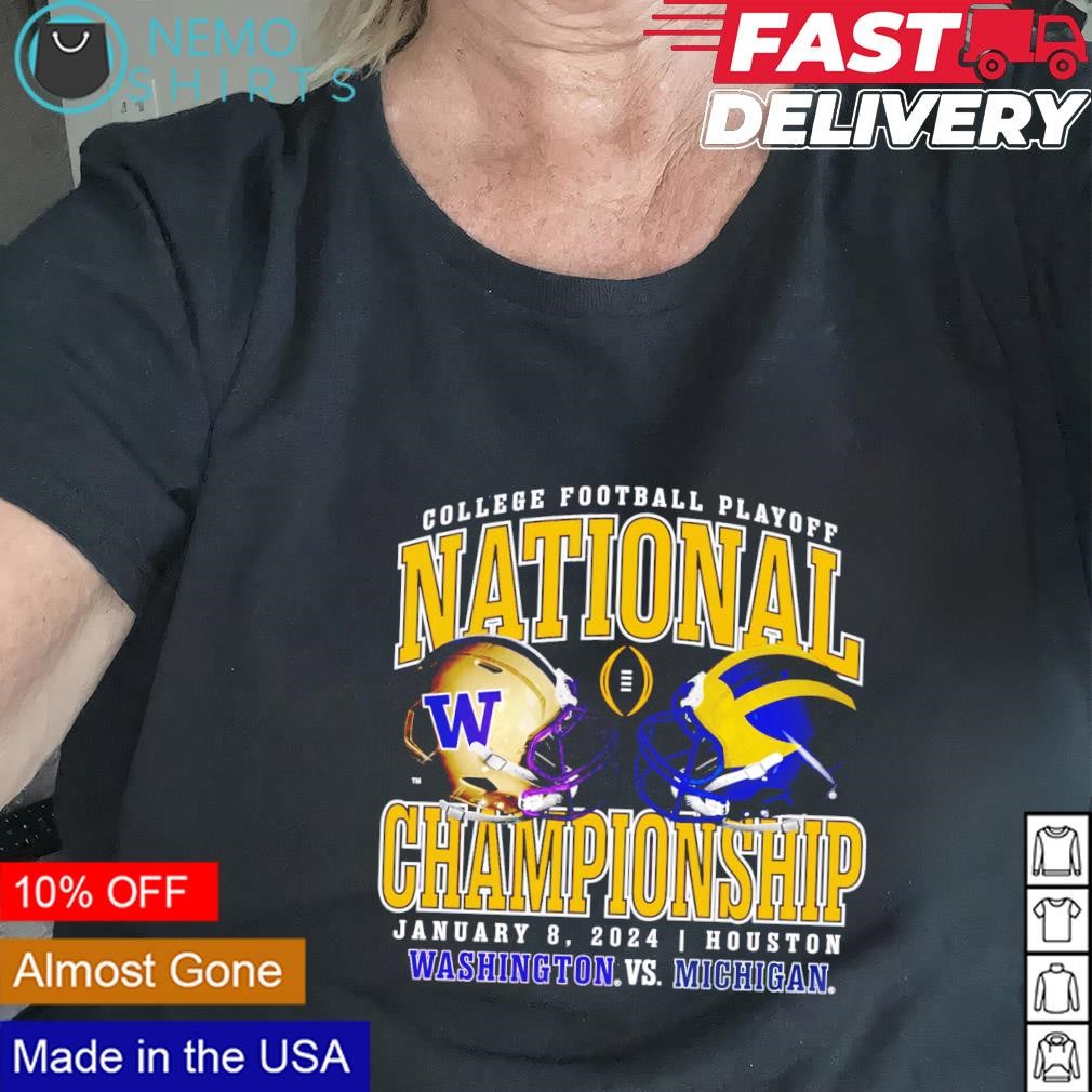 Michigan Wolverines vs Washington Huskies CFP 2024 national championship helmet head to head matchup shirt Black shirt.jpg