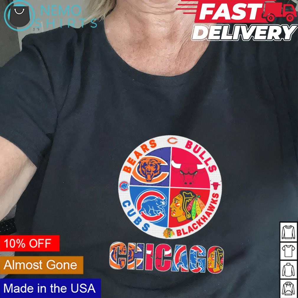 For life Chicago Cubs Bears Blackhawks Bulls circle logos T-shirts -  Dalatshirt Store Online Shopping in USA, image size:1010x1010