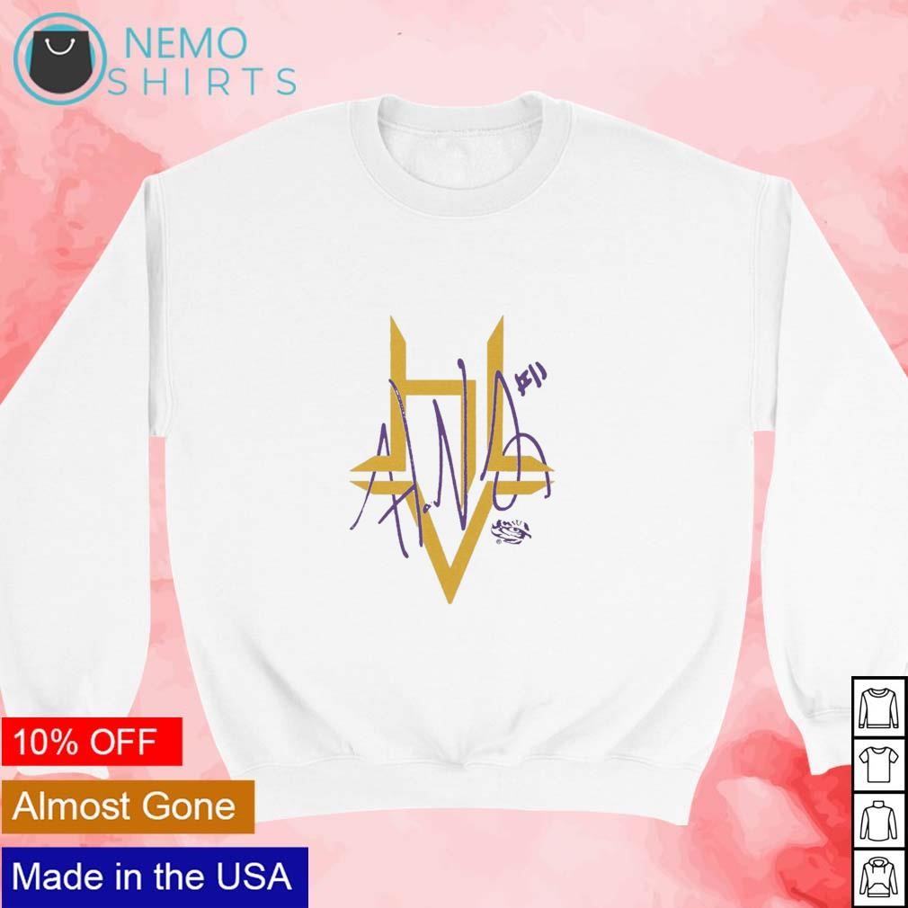 Hailey Van Lith LSU basketball woven logo shirt new mockup white sweater