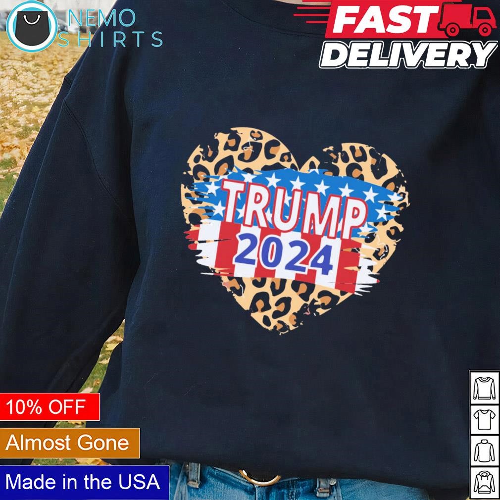 Trump 2024 leopard heart shirt, hoodie, sweater and v-neck t-shirt