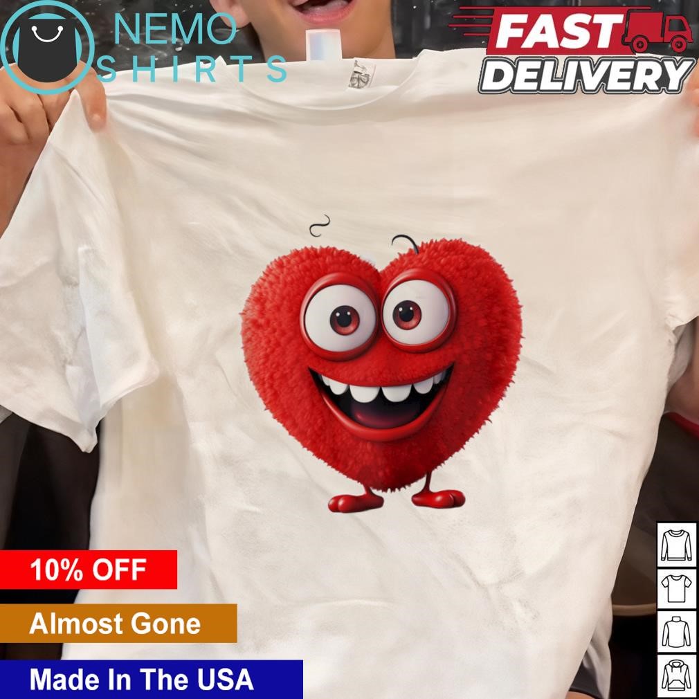 White shirt with red heart and eyes hotsell