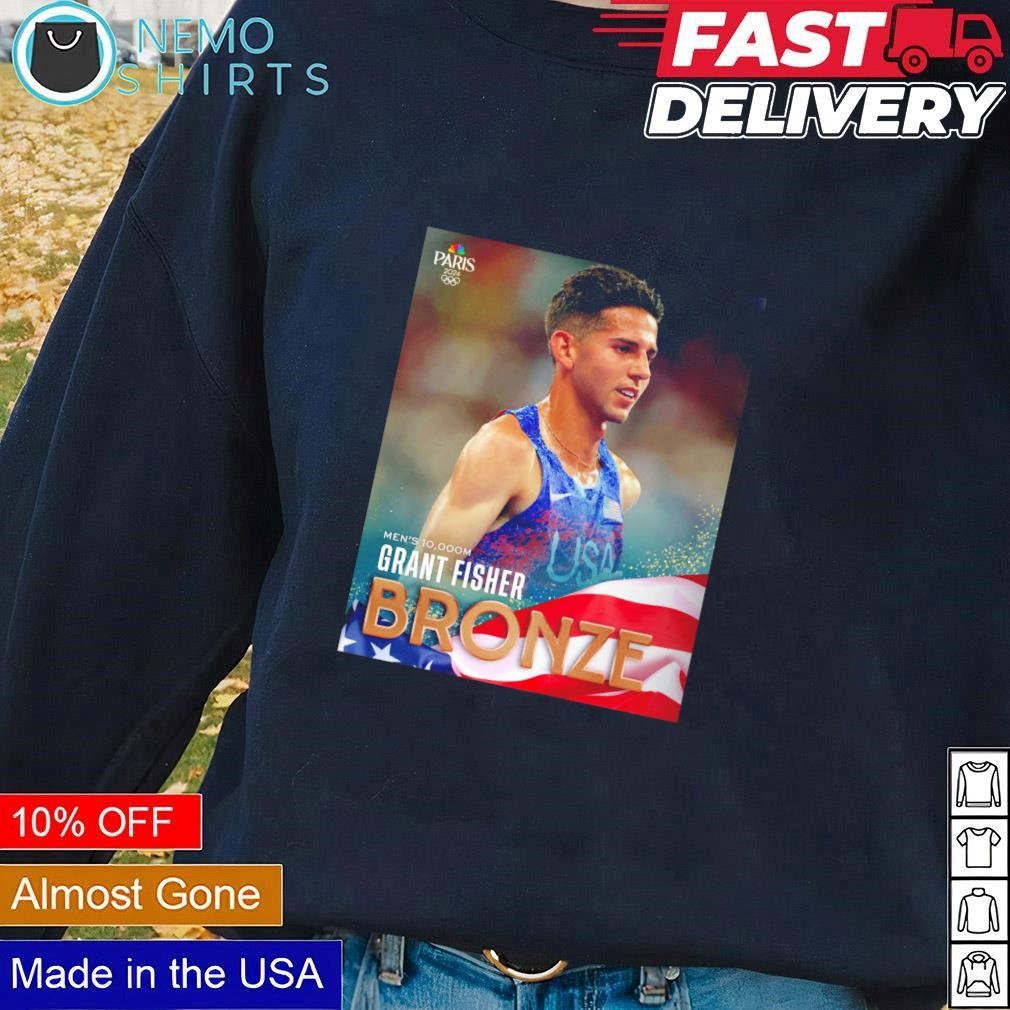 Grant Fisher Bronze men&rsquo;s 10,000m win Olympic medal shirt, hoodie 