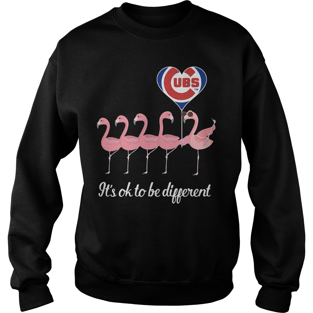 Flamingo love Chicago Cubs It's ok to be different shirt and hoodie