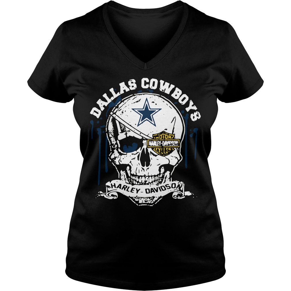 Dallas Cowboys Harley Davidson Skull Shirt - High-Quality Printed Brand