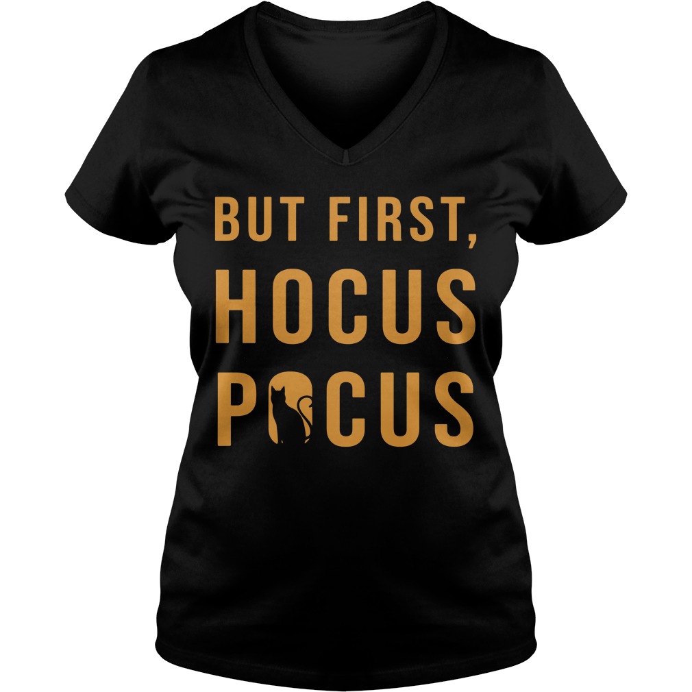 Halloween But First Hocus Pocus Cat V-neck T-shirt