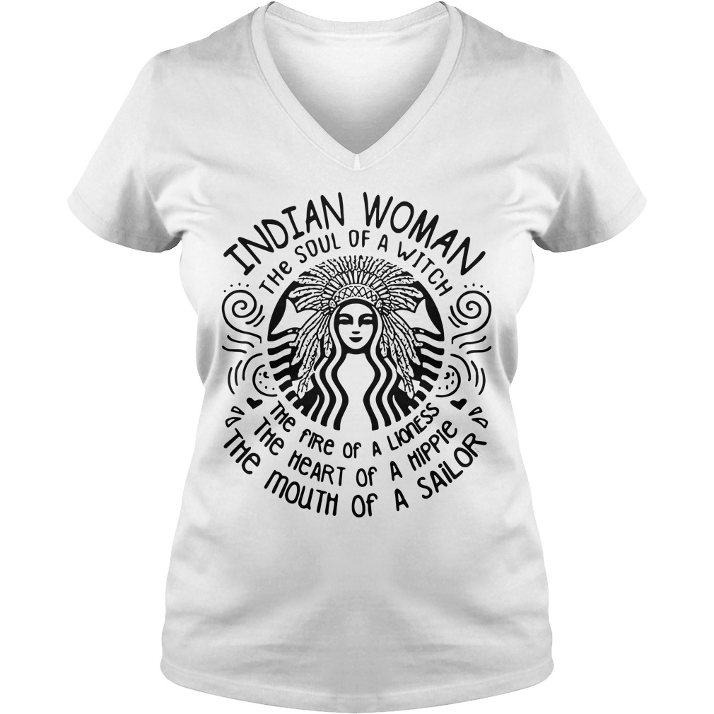 Indian Woman the soul of a witch the fire of a lioness V-neck T-shirt