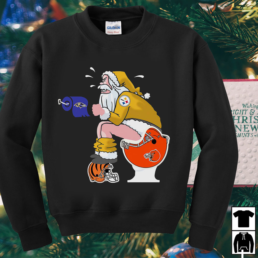 Santa grinch Pittsburgh Steelers shit on toilet Baltimore Ravens Christmas  sweater, hoodie, sweater, long sleeve and tank top