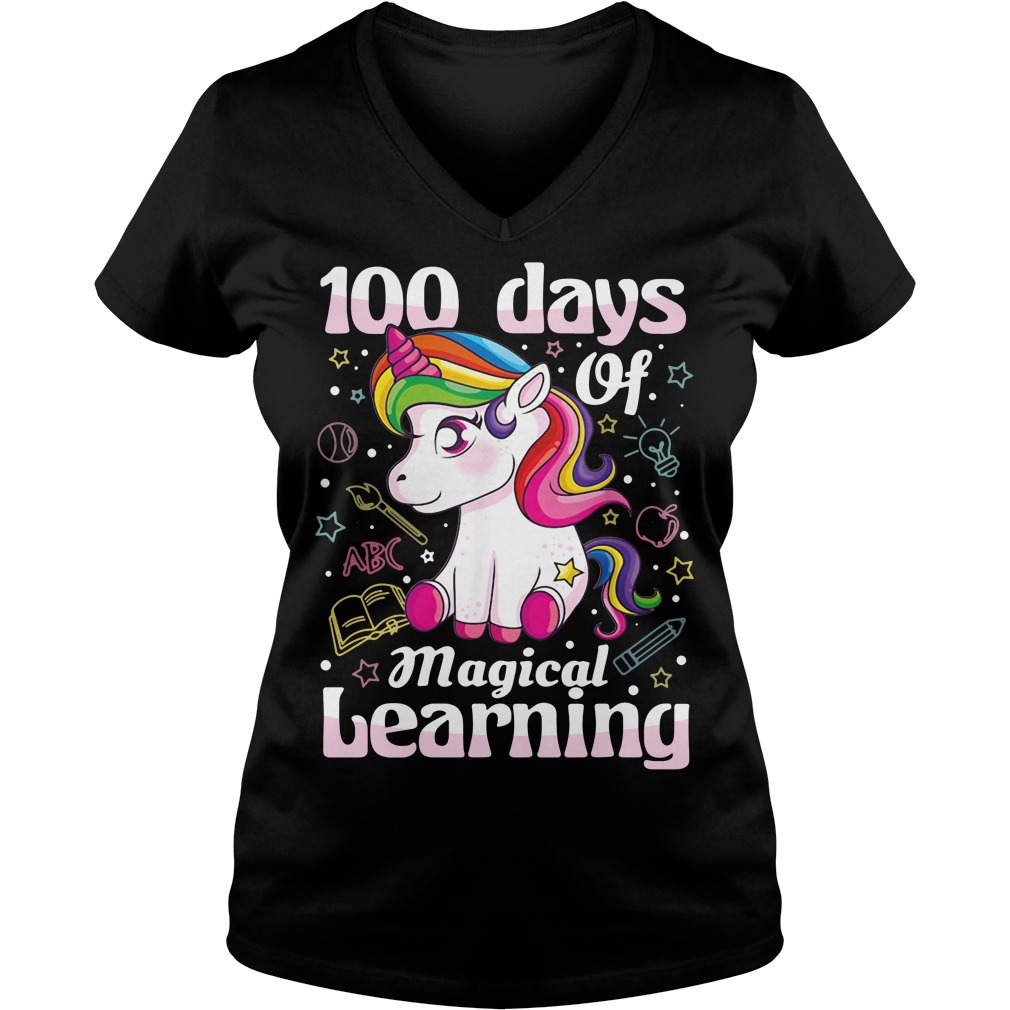 100 day of magical learning unicorn shirt, hoodie and v-neck t-shirt