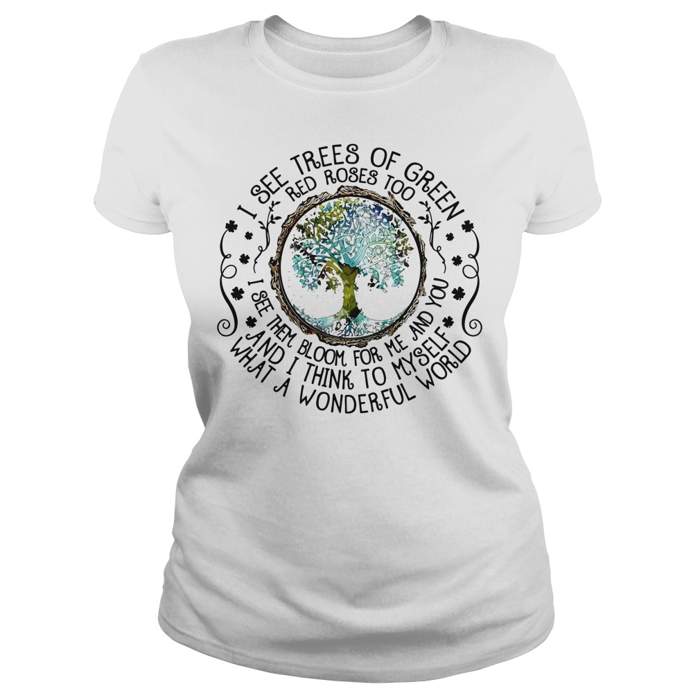 I See Trees Of Green Red Roses Too I See Them Bloom For Me And You And I  Think To Myself What A Wonderful World Black2 V-Neck T-Shirt - Yumtshirt