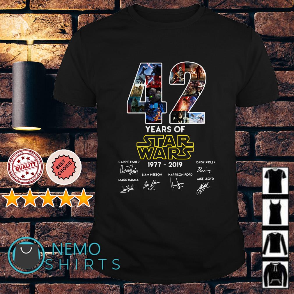 New 42 Years of Star Wars Anniversary 1977-2019 Signature T Shirt S-5XL 