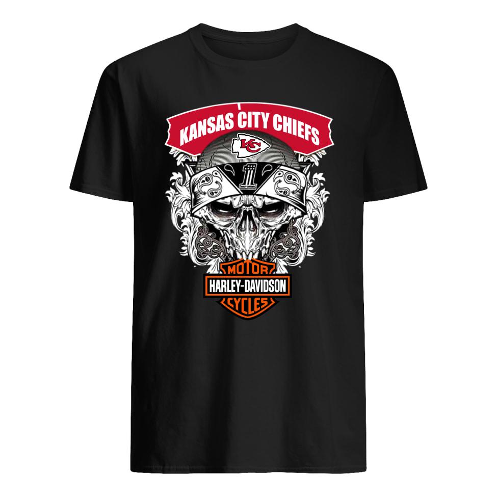 Skull Kansas City Chiefs Harley Davidson Motor Cycles shirt and hoodie