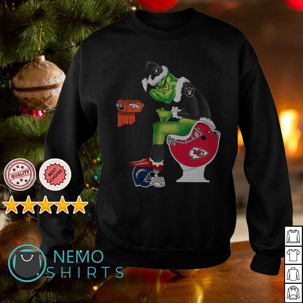 Oakland raiders shit on toilet Kansas city Chiefs Santa grinch Christmas  sweater, hoodie, sweater, long sleeve and tank top