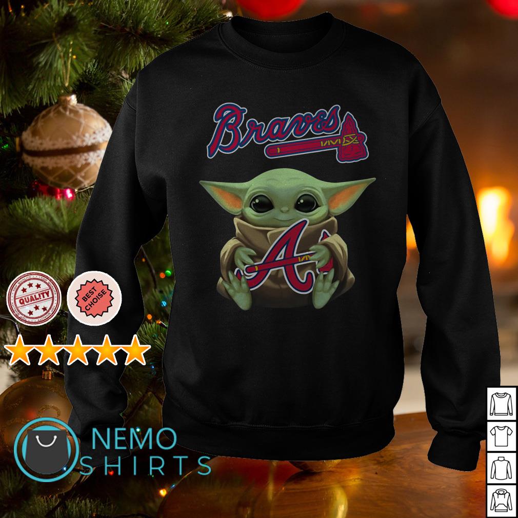 Baby Yoda Hug Atlanta Braves Shirt, Sweater, Long Sleeved And Hoodie