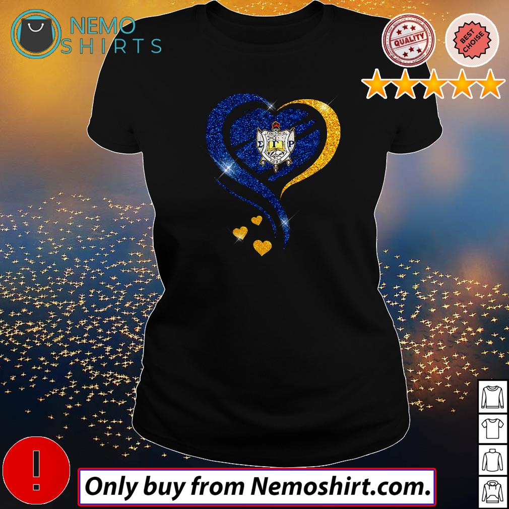 Sigma gamma rho new official shield heart bling shirt, hoodie, sweater