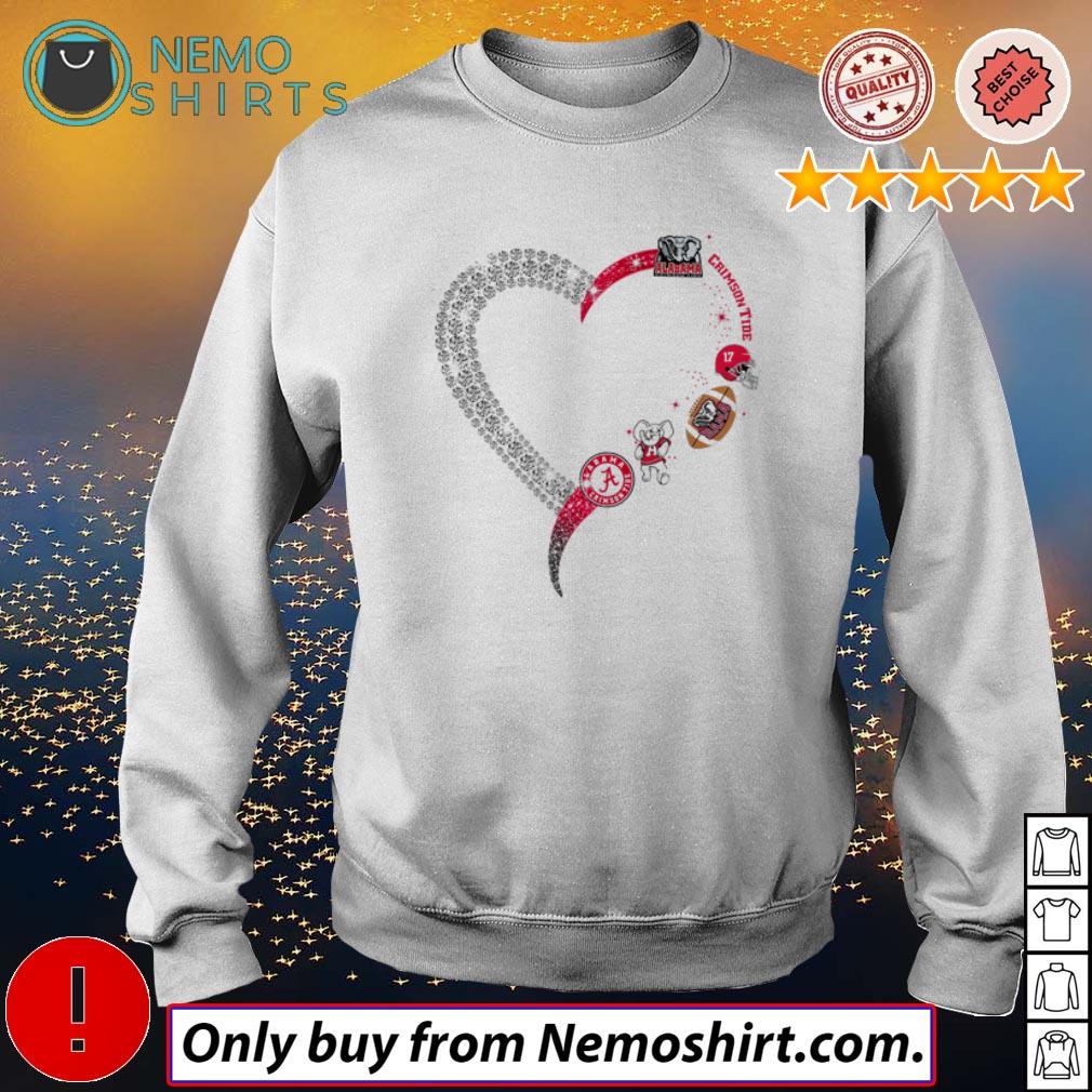 Crimson Tide Alabama love heart bling shirt, hoodie, sweater