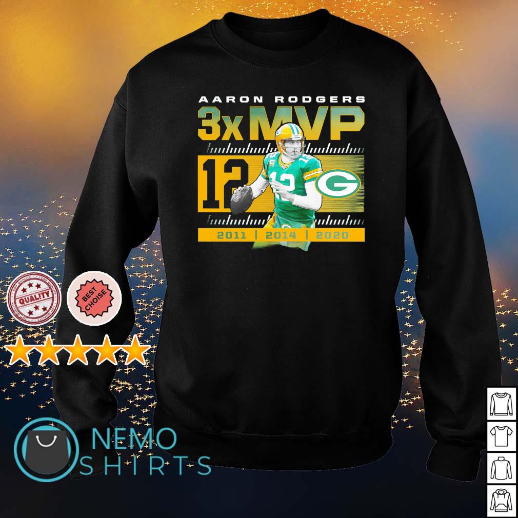 Aaron Rodgers Green Bay Packers NFL 3 MVP shirt, hoodie, sweater and v-neck  t-shirt